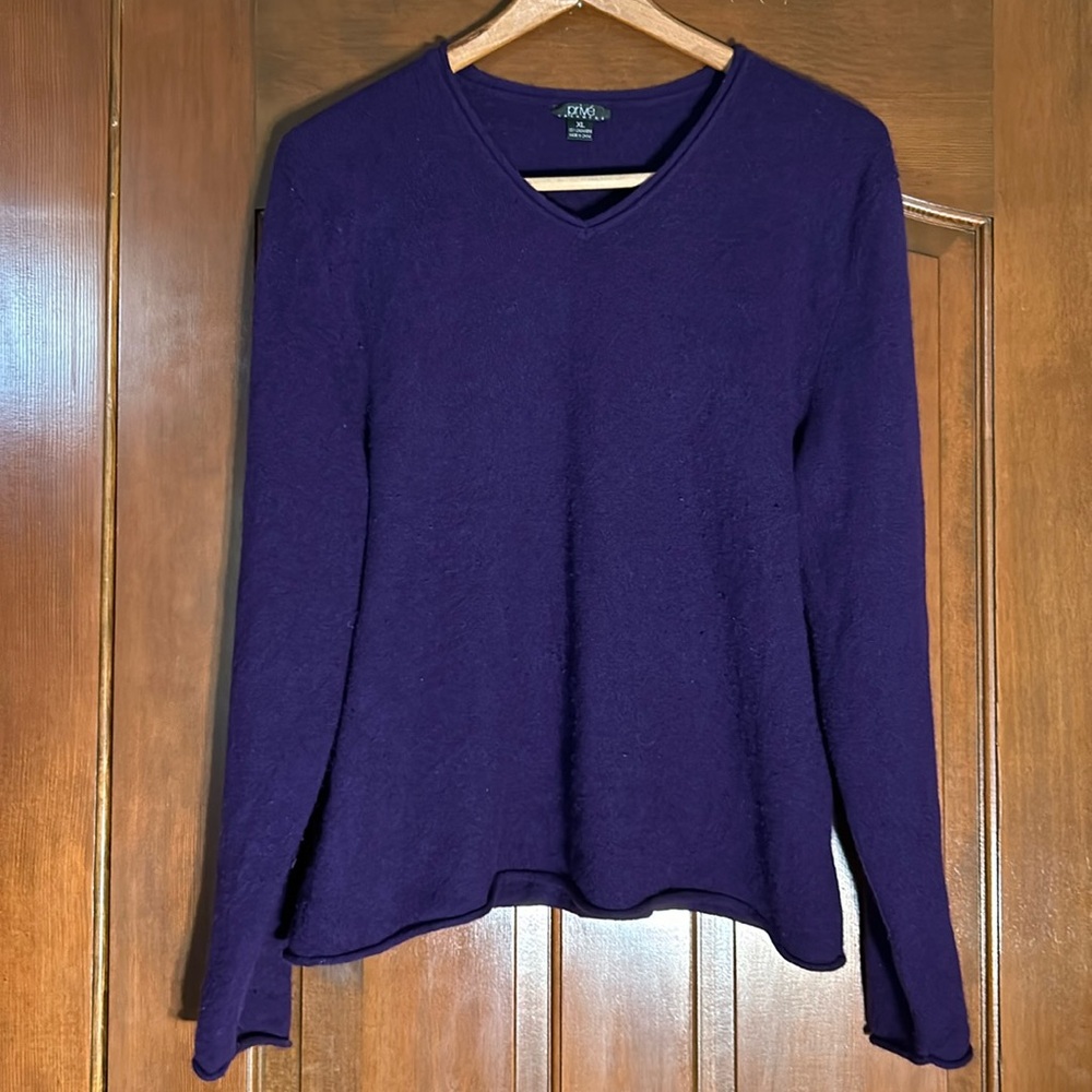Prive Cashmere Purple V Neck Sweater Women Size XL